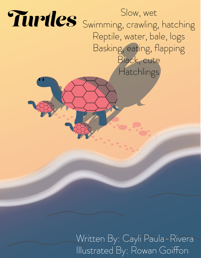 Illustration of Turtles alongside a childrens poem